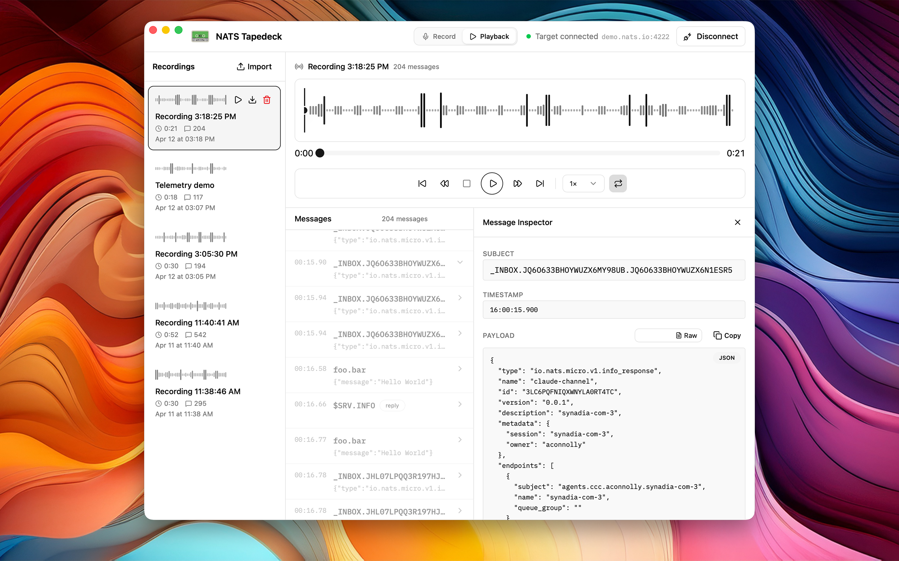 NATS Tapedeck app screenshot